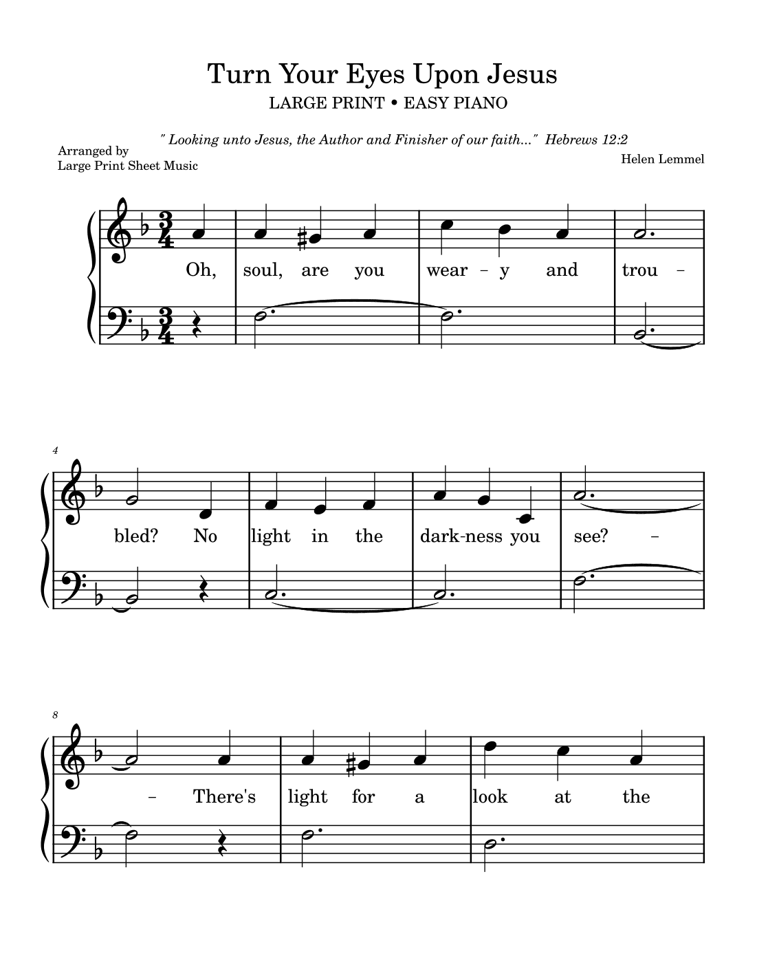 Turn Your Eyes Upon Jesus | LARGE PRINT | EASY PIANO HYMNS (arr. Large Print Sheet Music)