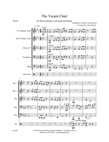 Vacant Chair, The- brass quintet with optional drums (arr. John Hoesly)
