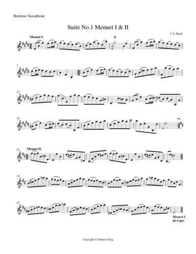 J.S. Bach - Cello Suite No.1 in G major, BWV 1007 - V & VI. Menuett I II arranged for Baritone Saxop (arr. Chemie Ching)