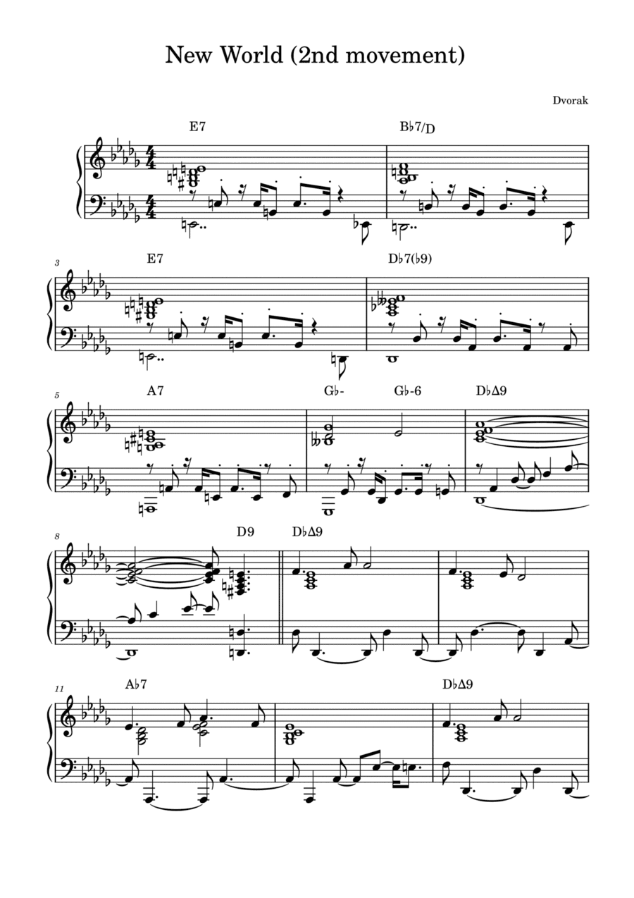 New World 2nd movement by Dvorak in Jazz style for solo piano (arr. Katsufumi Seki)