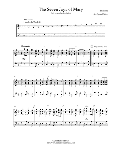 The Seven Joys of Mary - for 3-octave handbell choir (arr. Samuel Stokes)