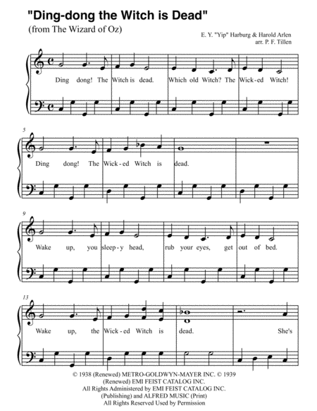 Ding-dong! The Witch Is Dead (arr. P. F. Tillen)