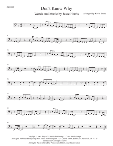 Don't Know Why (arr. Kevin Busse)