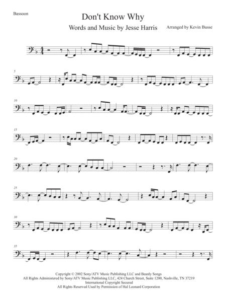 Don't Know Why (arr. Kevin Busse)