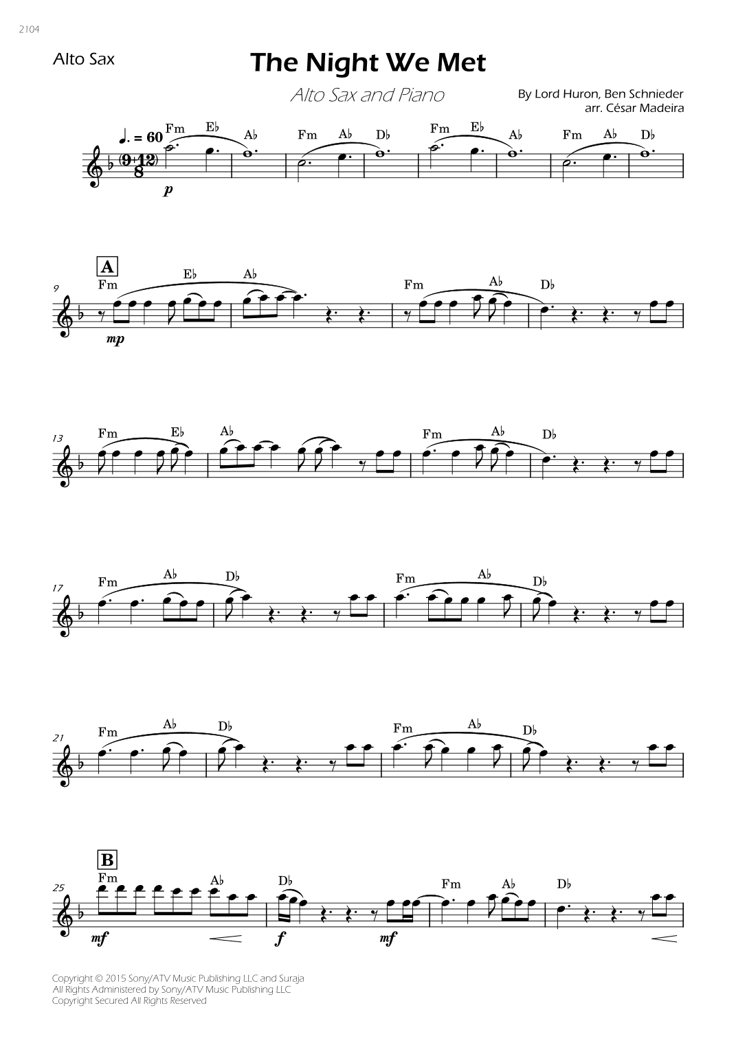 The Night We Met (arr. César Madeira)