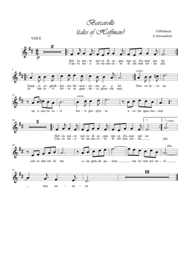 Barcarolle. Voce e piano (arr. Ester Alessandrini)