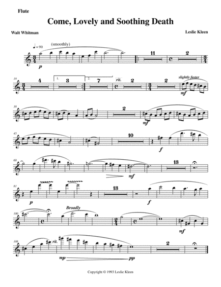 Come, Lovely and Soothing Death - Instrumental parts