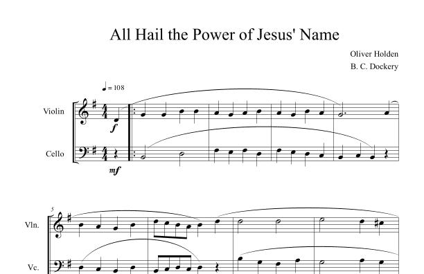 All Hail the Power of Jesus' Name (Violin and Cello Duet) (arr. B. C. Dockery)