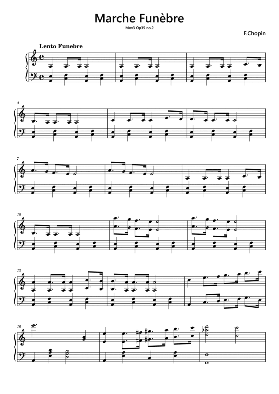 Marche Funebre Easy Piano Chopin (arr. Dias)