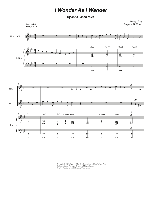 I Wonder As I Wander (arr. Stephen DeCesare)