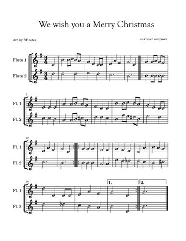 We wish you a Merry Christmas (arr. RF notes)