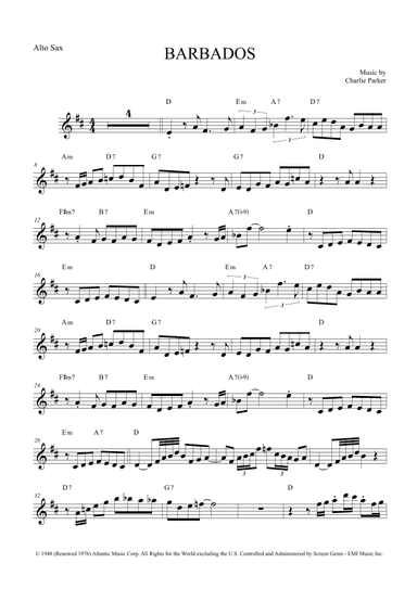 Barbados (arr. The Sheet Music Library)
