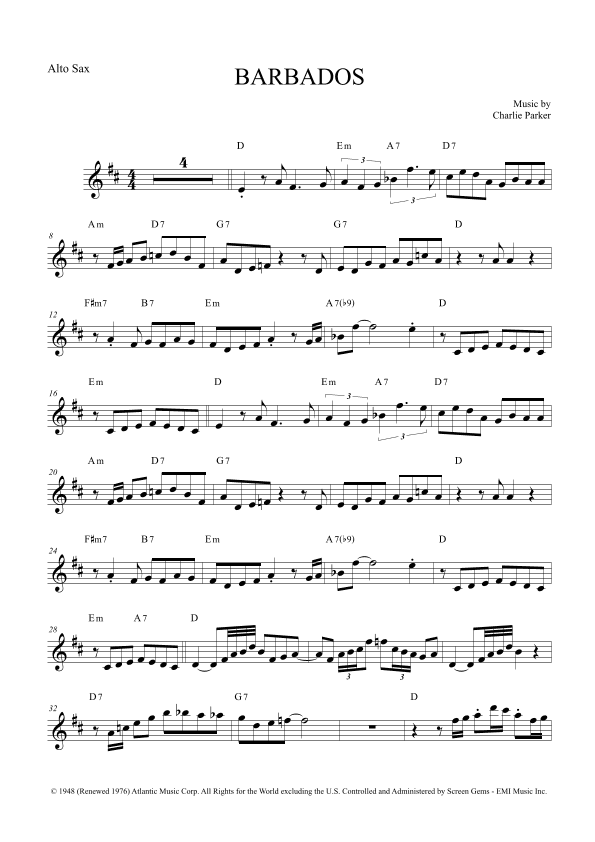 Barbados (arr. The Sheet Music Library)
