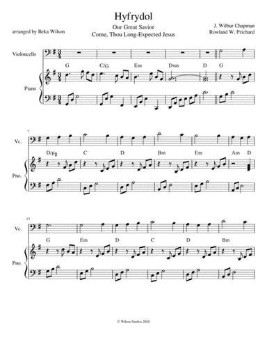 Come Thou Long-Expected Jesus--cello solo (arr. Beka Wilson)