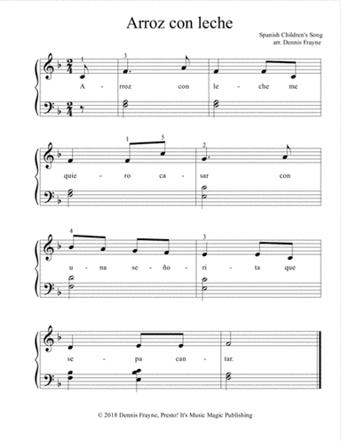 Arroz con leche (standard notation) (arr. Dennis Frayne)