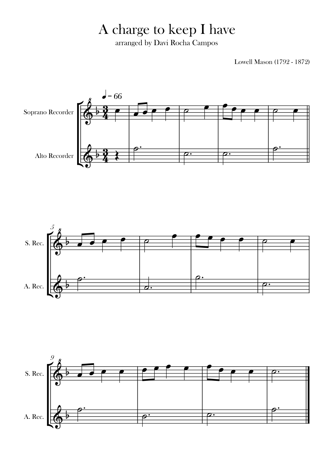 A charge to keep I have (arr. Davi Rocha Campos)