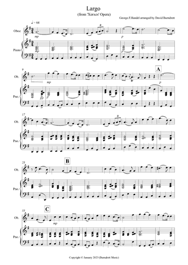 Largo (by Handel) for Oboe and Piano (arr. David Burndrett)
