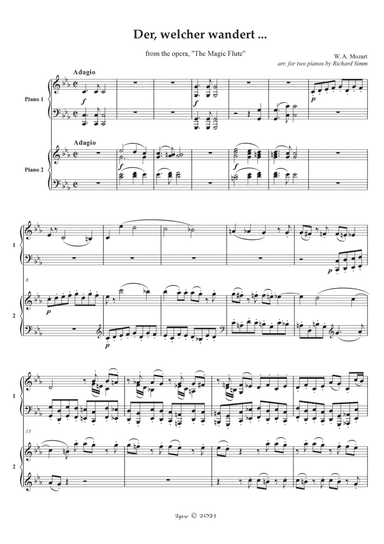 "Der, welcher", from "The Magic Flute", for 2 pianos (arr. Richard Simm)