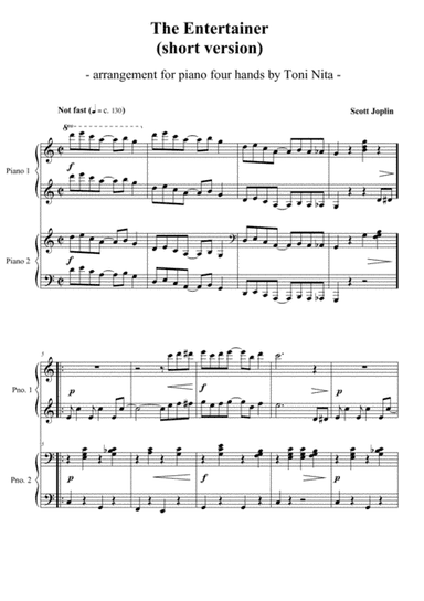 The Entertainer (short version) - Piano four hands (arr. Toni Nita)