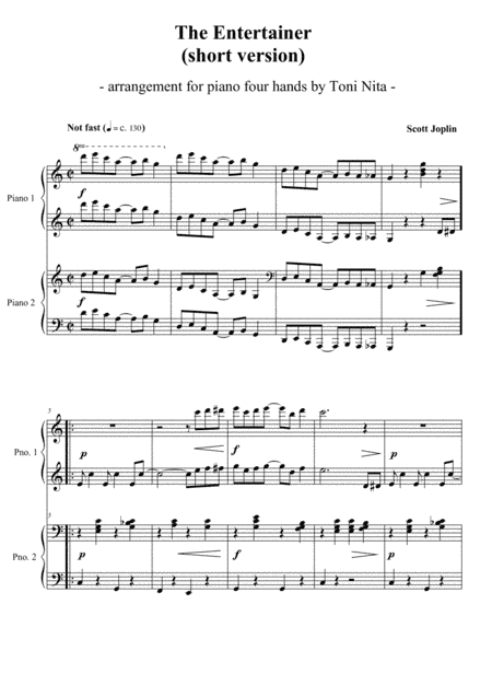 The Entertainer (short version) - Piano four hands (arr. Toni Nita)