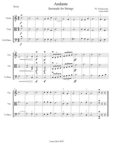 String Orchestra Arrangement of Andante from Serenade for Strings by Tchaikovsky (arr. Laura Jekel)