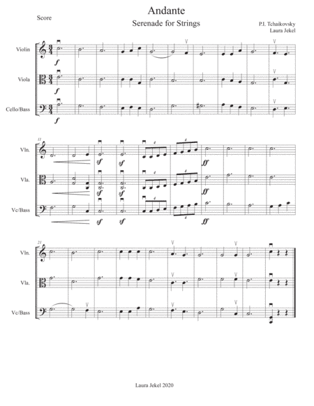 String Orchestra Arrangement of Andante from Serenade for Strings by Tchaikovsky (arr. Laura Jekel)