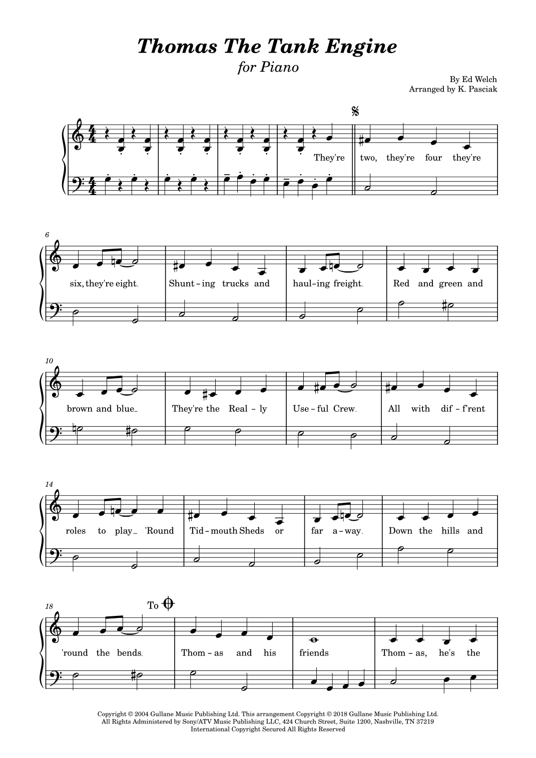 Thomas The Tank Engine (main Title) (arr. Kenneth Pasciak)