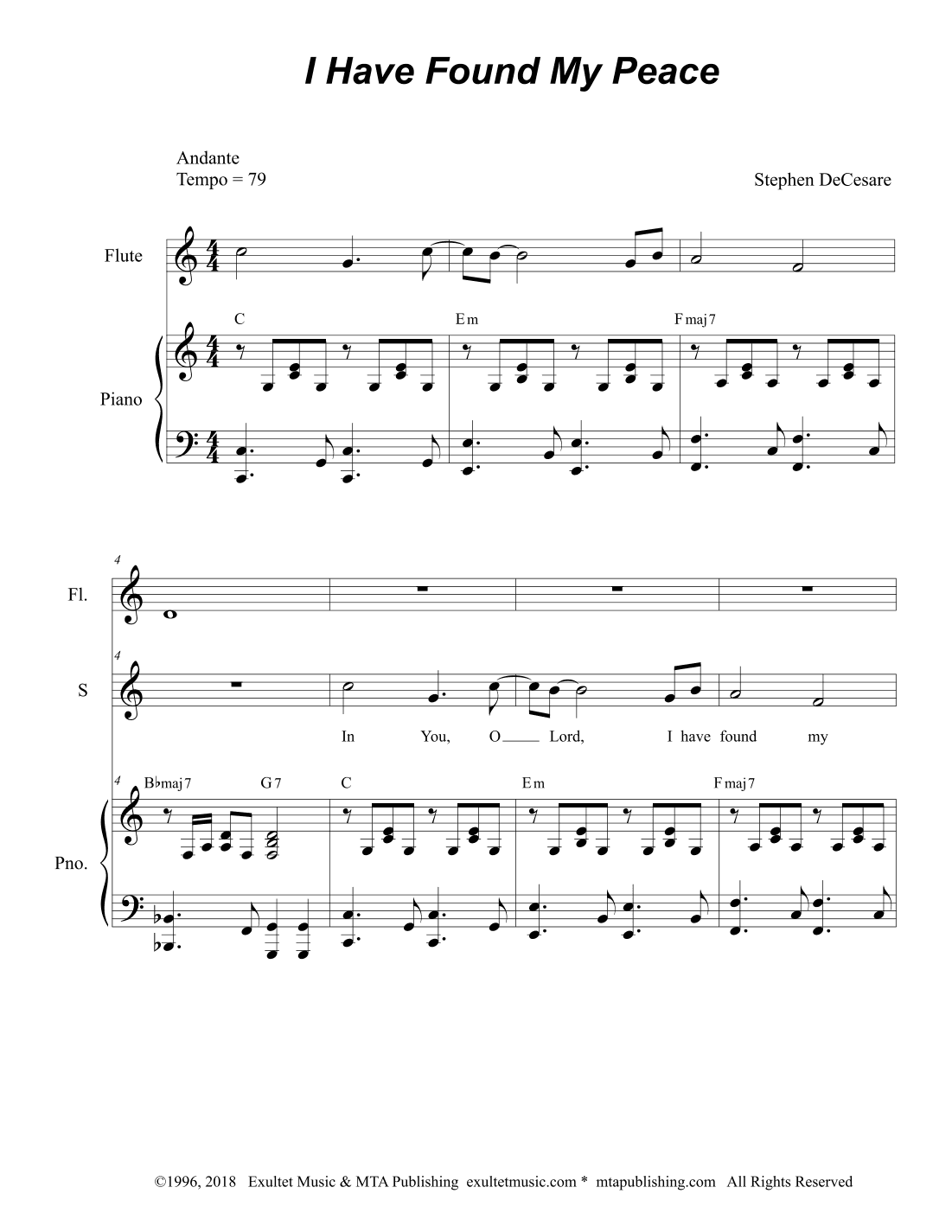 I Have Found My Peace (Duet for Soprano and Alto solo)