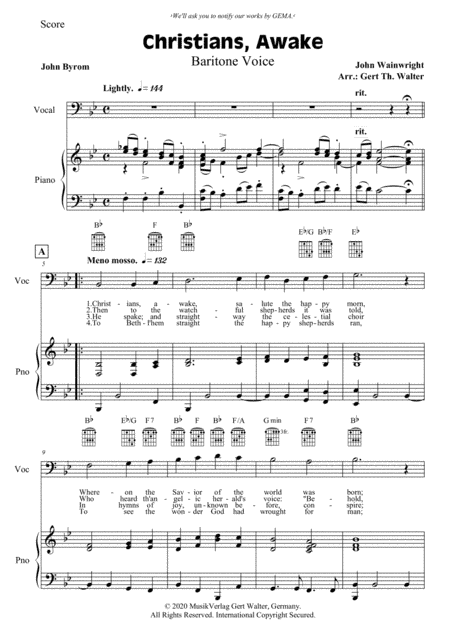 Christians, Awake, Salute The Happy Morn (arr. Gert Th. Walter)