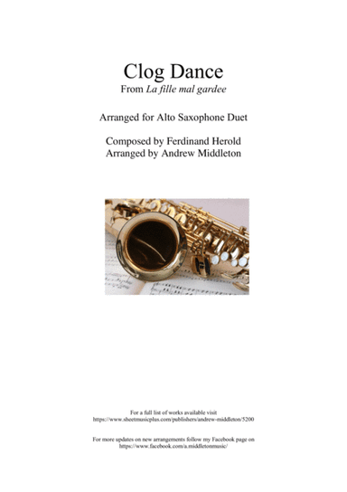 Clog Dance arranged for Alto Saxophone Duet (arr. Andrew Middleton)