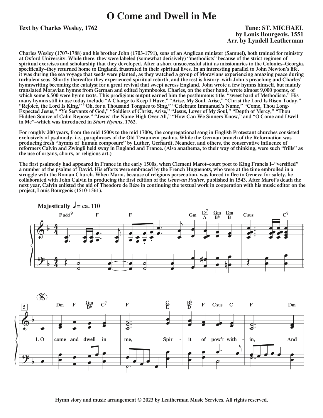 O Come and Dwell in Me (arr. Lyndell Leatherman)
