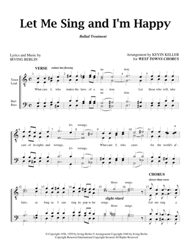 Let Me Sing And I'm Happy (arr. Kevin Keller)