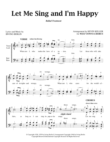 Let Me Sing And I'm Happy (arr. Kevin Keller)