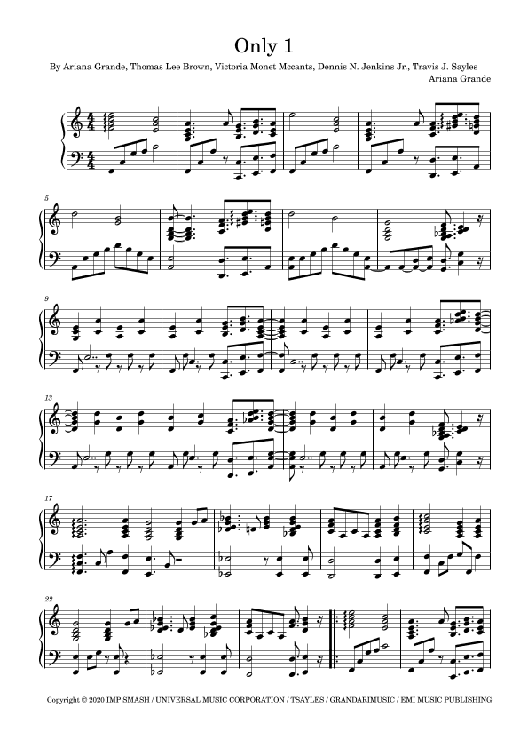 Only 1 (arr. Piano Player)