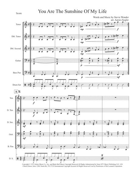 You Are The Sunshine Of My Life (arr. Aaron Ziegler)