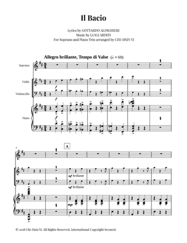 Il Bacio (Soprano&Piano Trio) (arr. Chi-Hsin Yi)