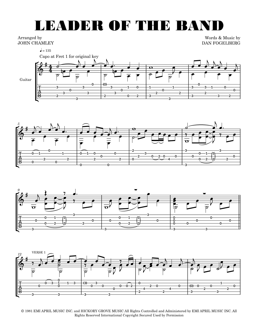Leader Of The Band (arr. John Chamley)