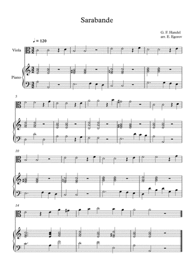 Sarabande, George Frideric Handel, For Viola & Piano (arr. Eugene Egorov)