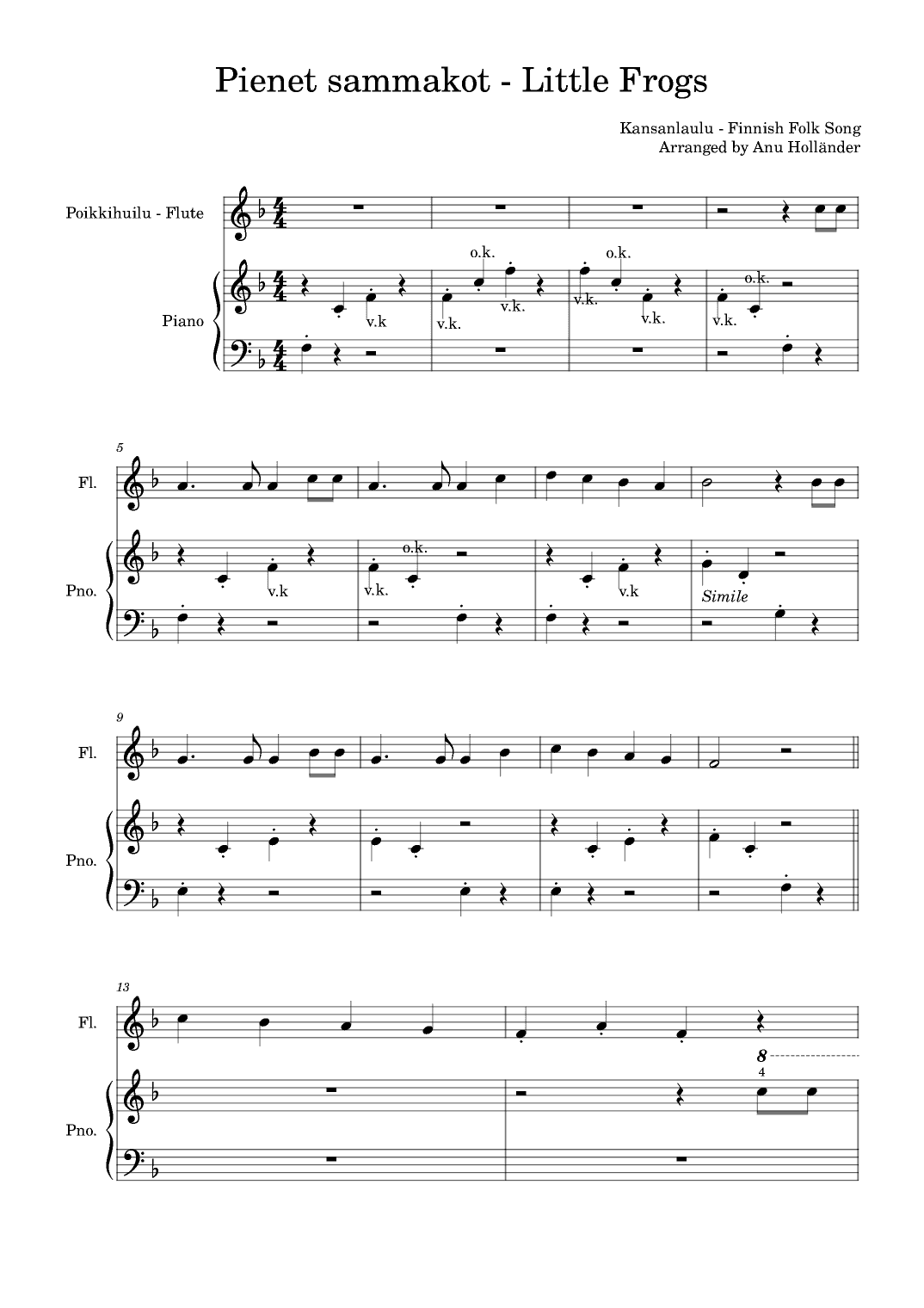 Soittosalkku Pienet sammakot - Little Frogs (arr. Anu Holländer)