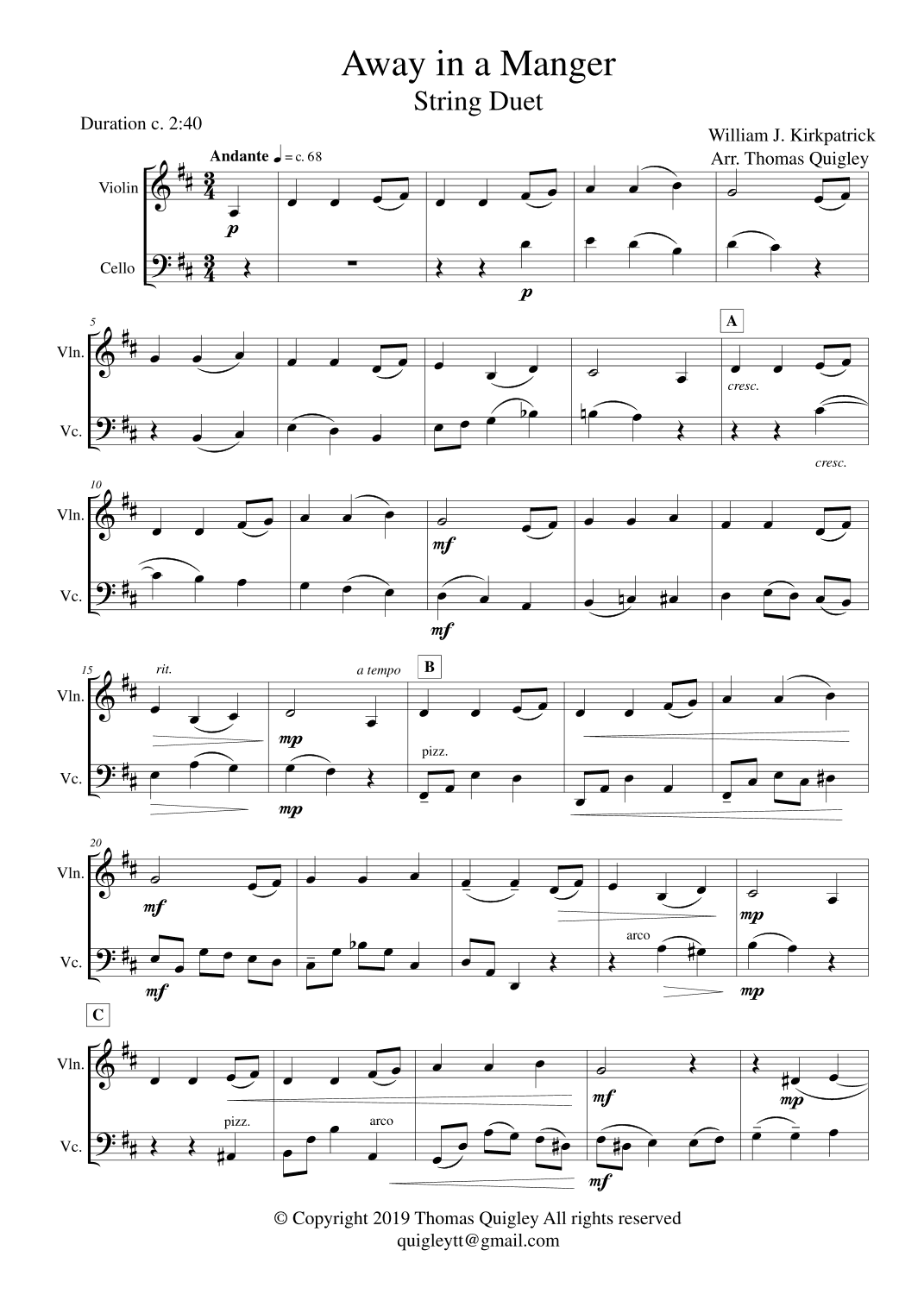 Away in a Manger (arr. Thomas Quigley)
