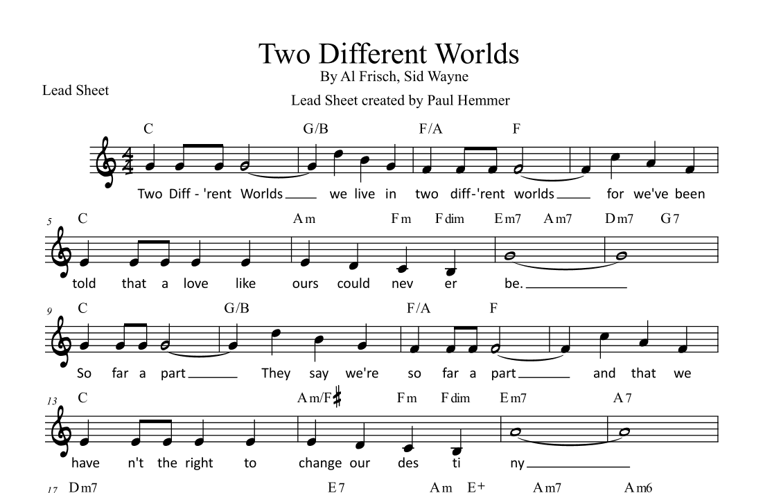 Two Different Worlds (arr. Paul Hemmer)