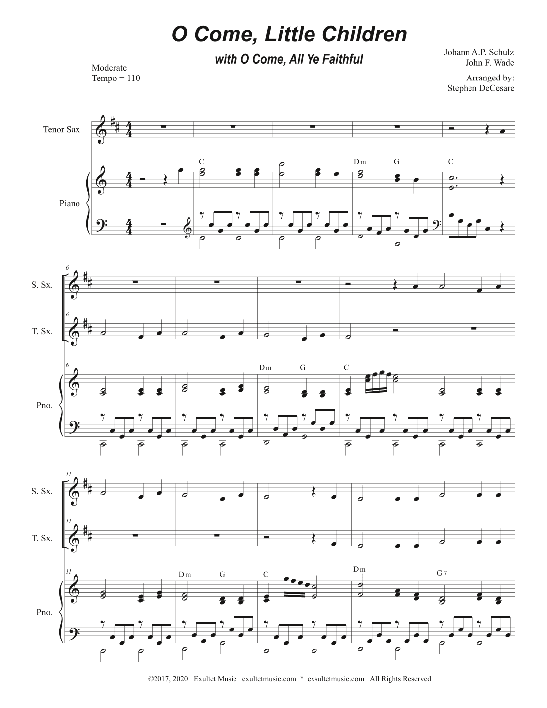 O Come, Little Children (with "O Come, All Ye Faithful") (Duet for Soprano and Tenor Saxophone) (arr. Stephen DeCesare)