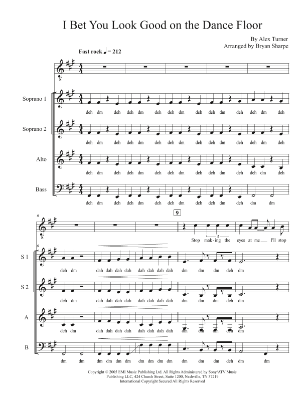 I Bet You Look Good On The Dancefloor (arr. Bryan Sharpe)