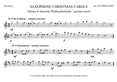 SAXOPHONE CHRISTMAS CAROLS vol. 4 - 12 world famous German Carols for Sax Quartet (SATB or AATB) (arr. Ivan Marini)