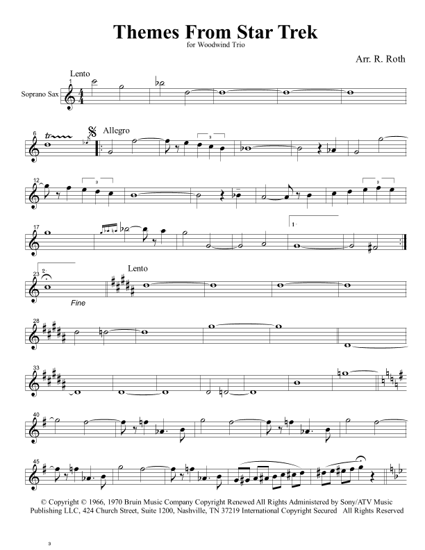 Theme From "star Trek(r)" (arr. R G Roth)
