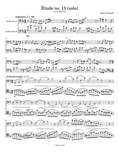 Title Franz Simandl Étude no. 15 in B minor (Andantino) for Two Double Basses (arr. M. Kim)