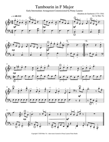 Tambourin - Early Intermediate Piano Arrangement (arr. Marc Yu)