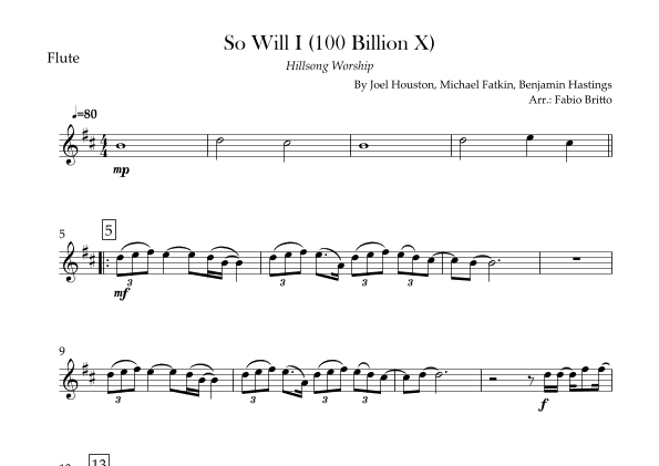 So Will I (100 Billion X) (arr. Fabio Britto)