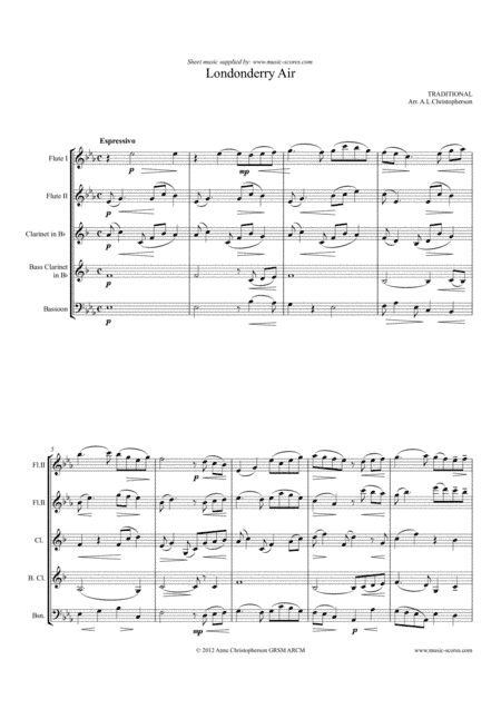 Londonderry Air - Wind Quintet (arr. Anne L Christopherson GRSM ARCM)