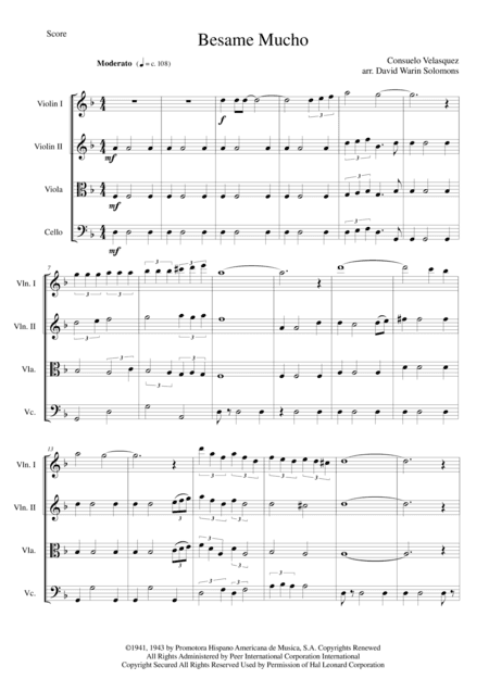 Besame Mucho (Kiss Me Much) (arr. David Warin Solomons)